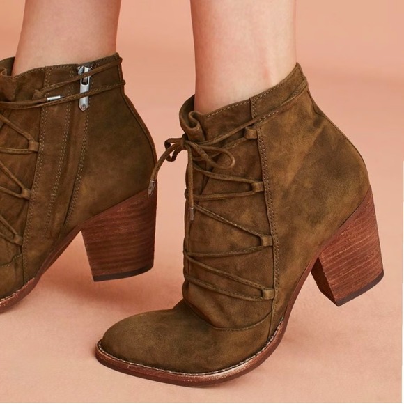 Anthropologie Sam Edelman Millard Suede Leather Lace Cottagecore Ankle Boots 6.5 - Picture 9 of 14